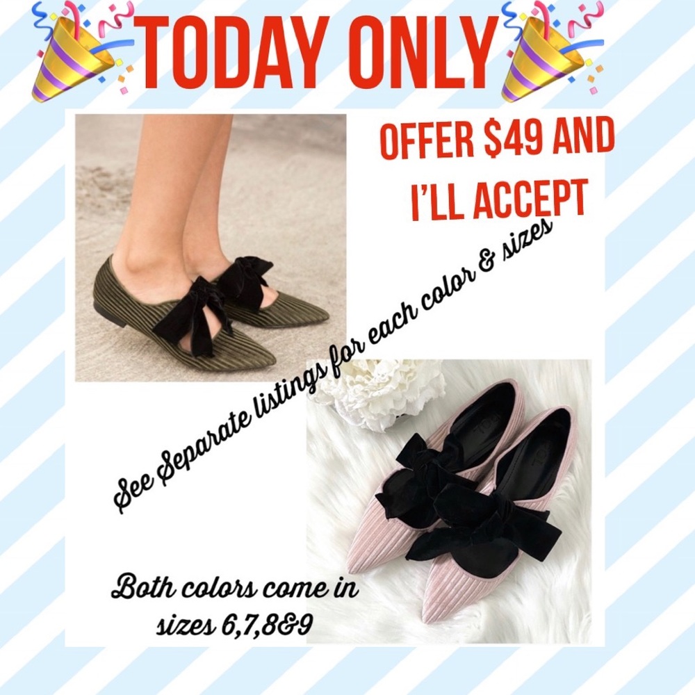 POL Velvet Corduroy Wide Whale Flats w/Bow!